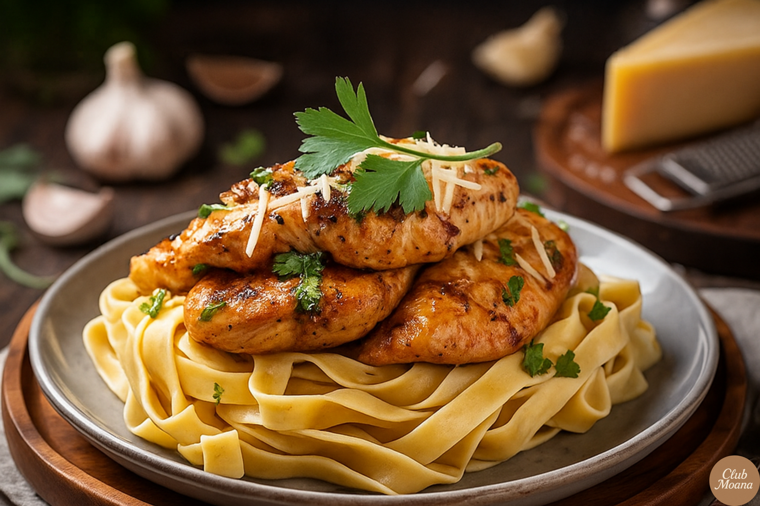 Mouthwatering Garlic Butter Chicken with Creamy Pasta Twist
