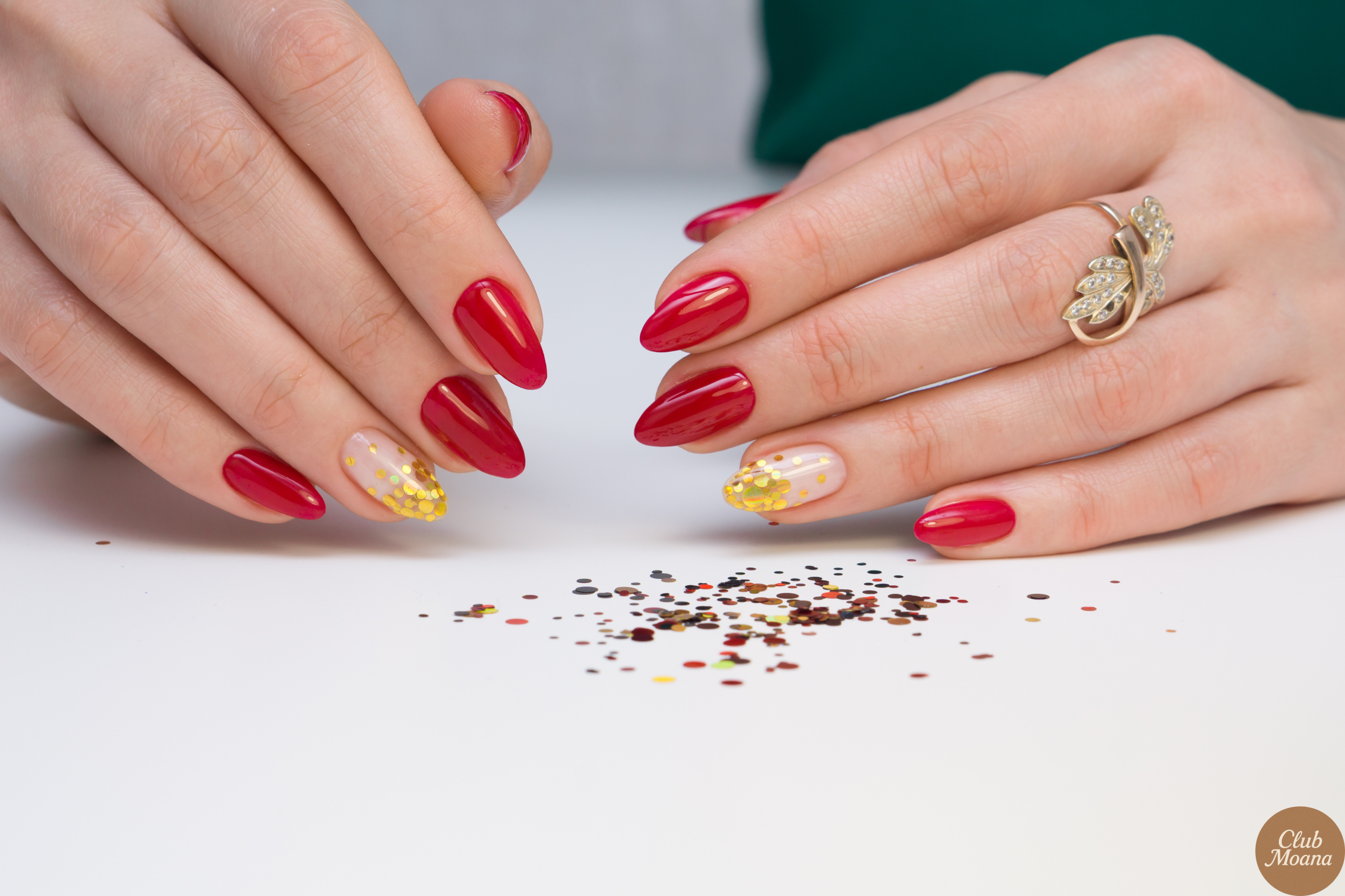 Red and black checkered nail art