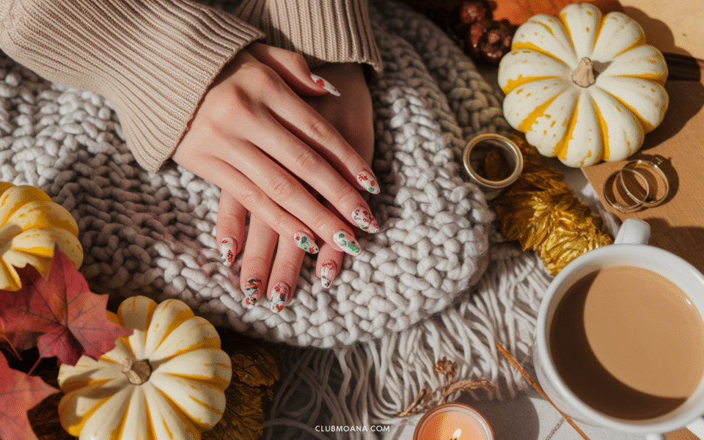 9 Gorgeous Fall Flower Nail Design Ideas