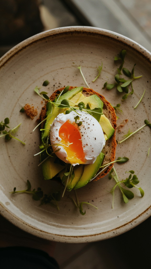 Avocado Toast with Poached Egg and Microgreens