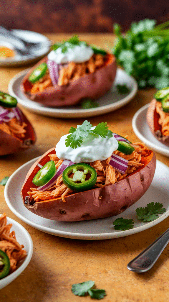 BBQ Chicken Stuffed Sweet Potatoes