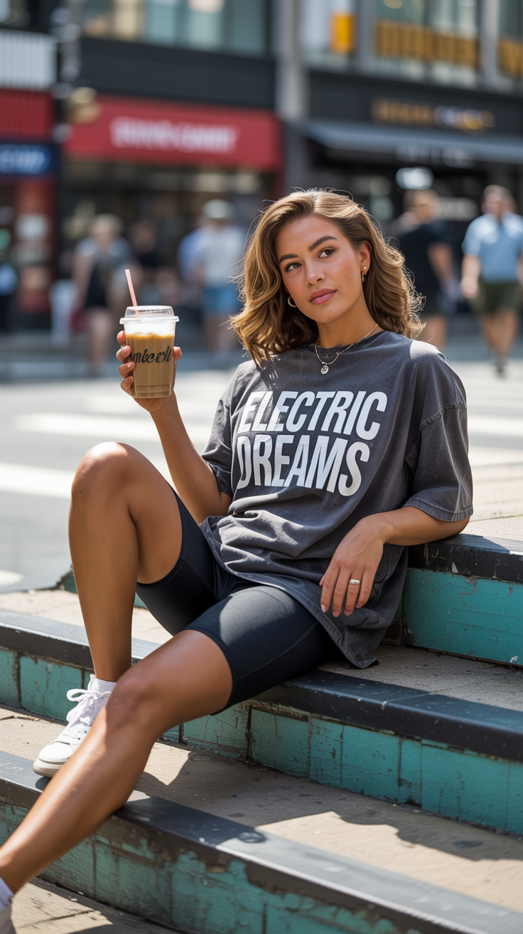 Biker Shorts + Oversized Tee Combo