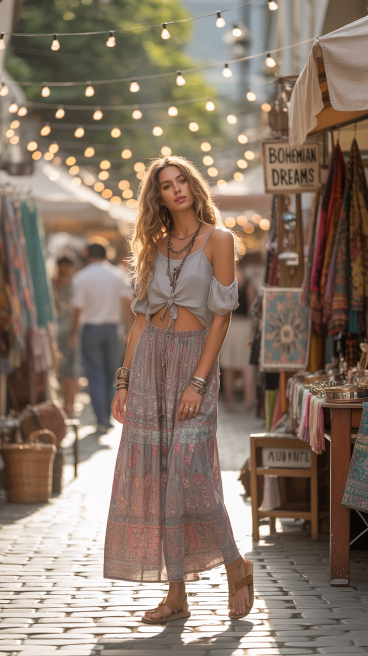 Boho Maxi Skirts + Cropped Tops