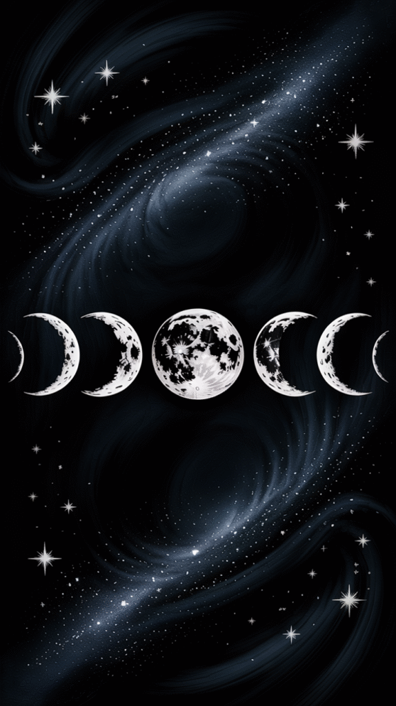Celestial Moon Phases with Stars