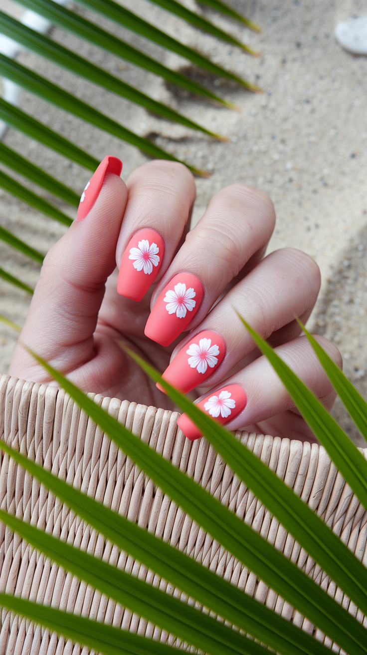 Coral Crush Matte Nails
