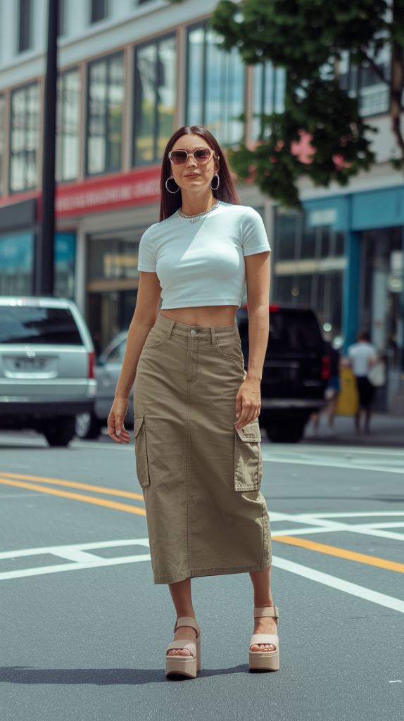 Crop Top + Cargo Skirt Combo