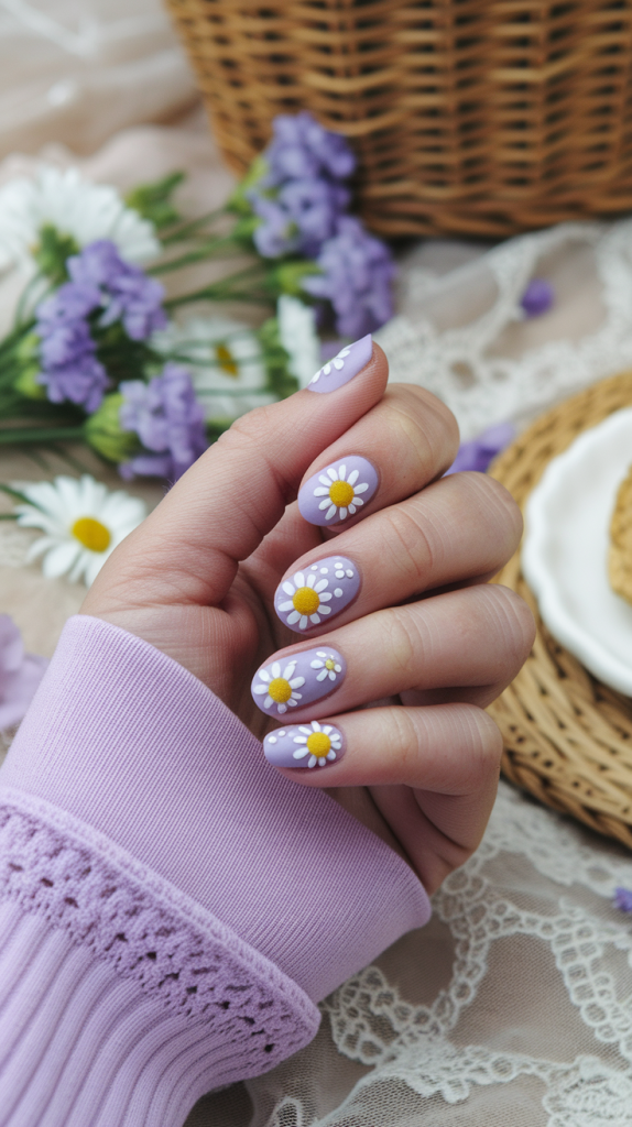 Floral White Nail Art