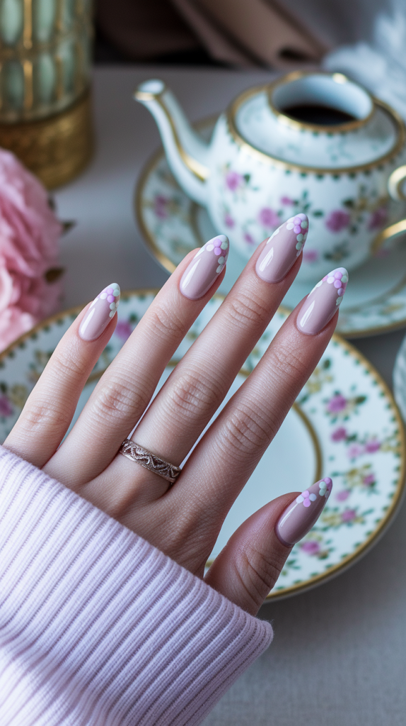 French Tips with a Floral Twist
