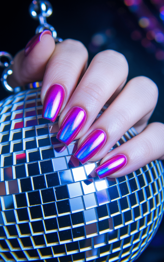 Holographic Pink Nails