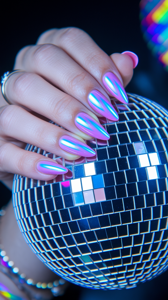 Holographic Pink Nails