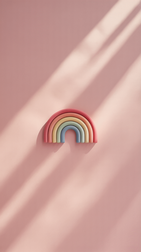 Minimal Rainbow on Blush Pink