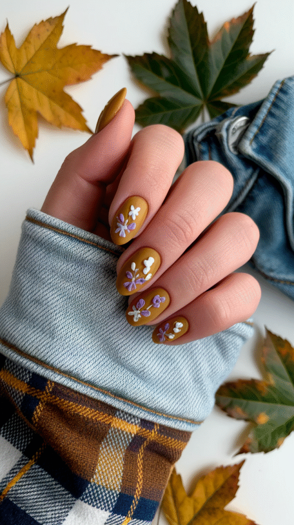 Mustard Yellow with Dainty Blooms