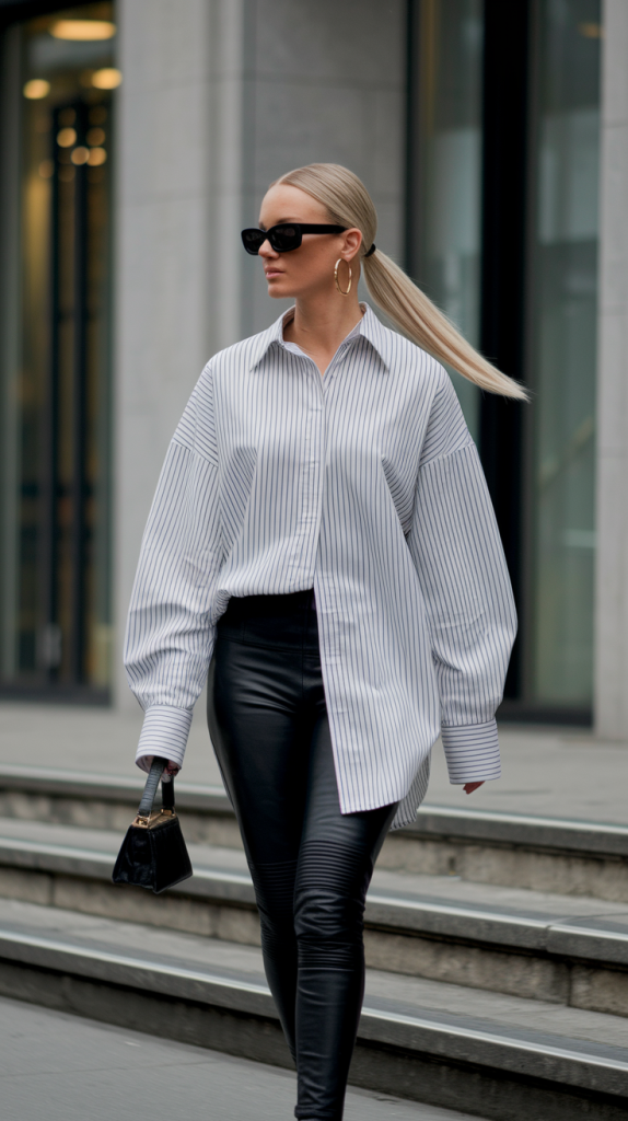 Oversized Button-Up + Leggings