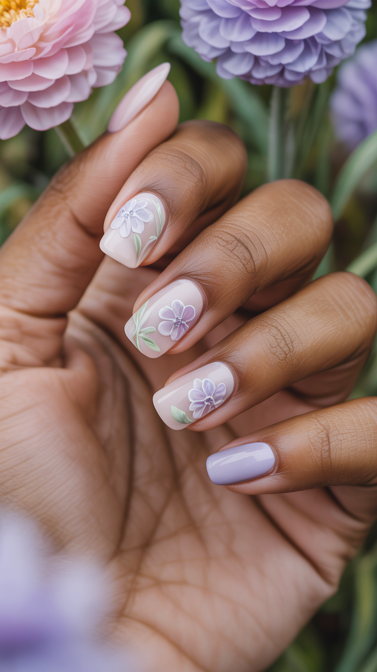 Pastel Floral Nails