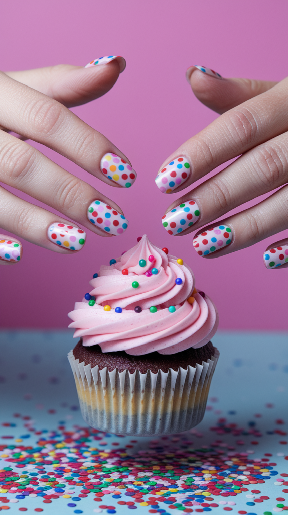 Pink Confetti Nails