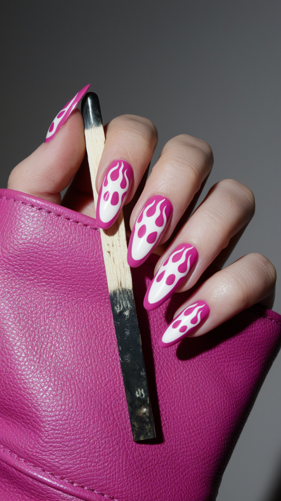 Pink Flame Nails