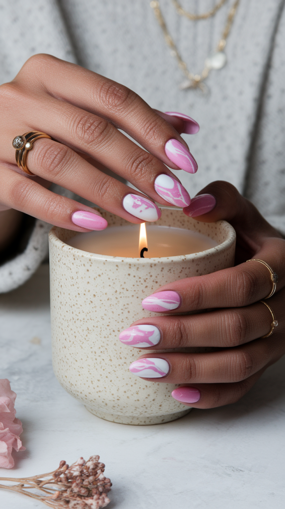 Pink Marble Nails