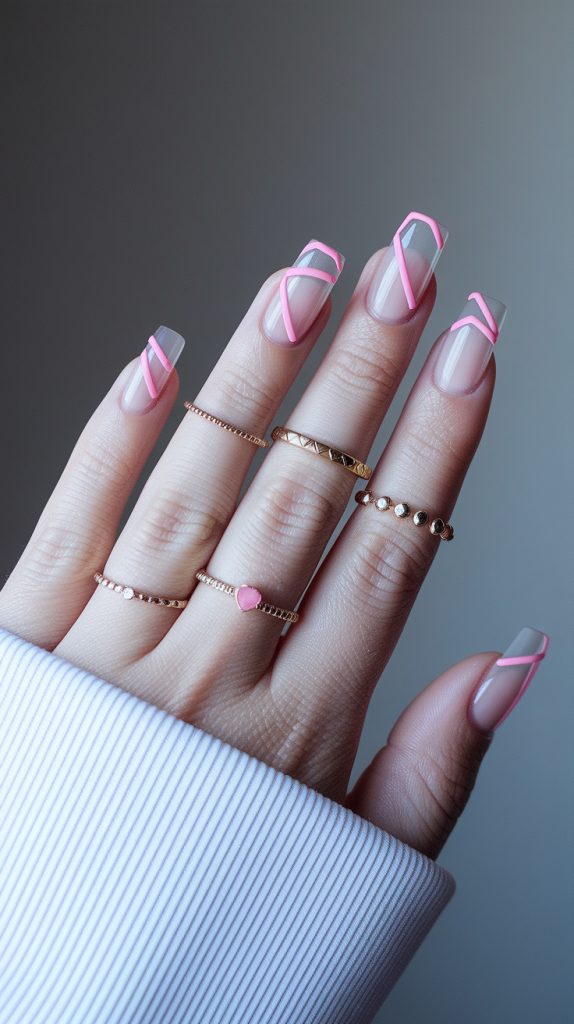 Pink Negative Space Nails
