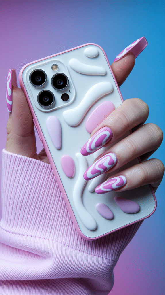 Pink and White Swirls