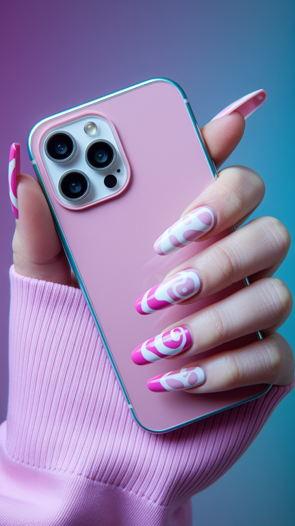 Pink and White Swirls