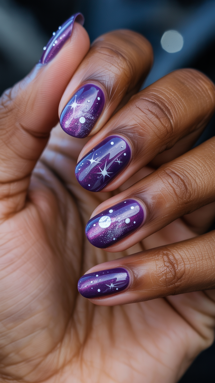Purple Galaxy Nails
