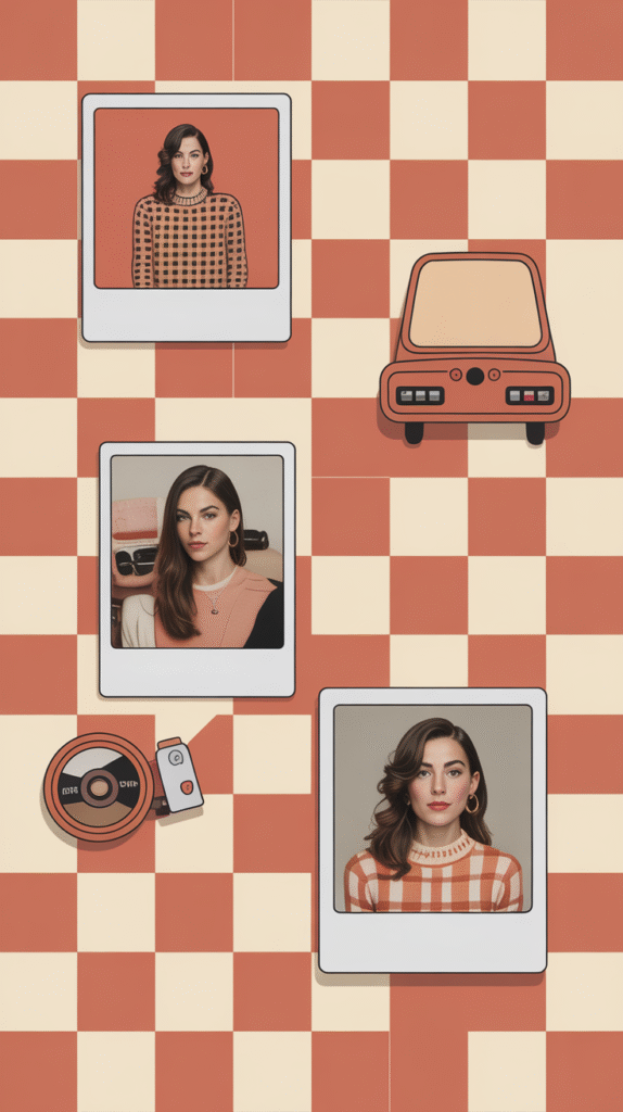 Retro Checkerboard with Peachy Tones