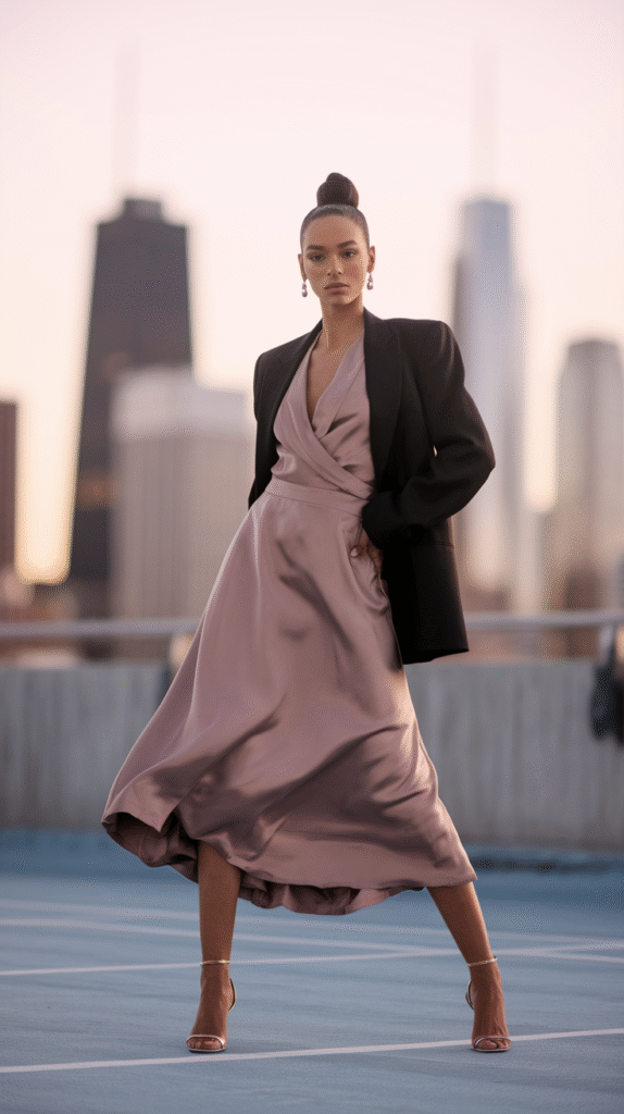Satin Skirts + Blazers = Polished Perfection