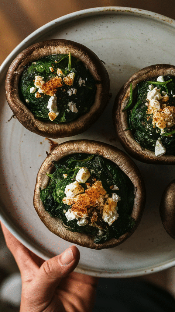 Stuffed Portobello Mushrooms with Spinach and Feta