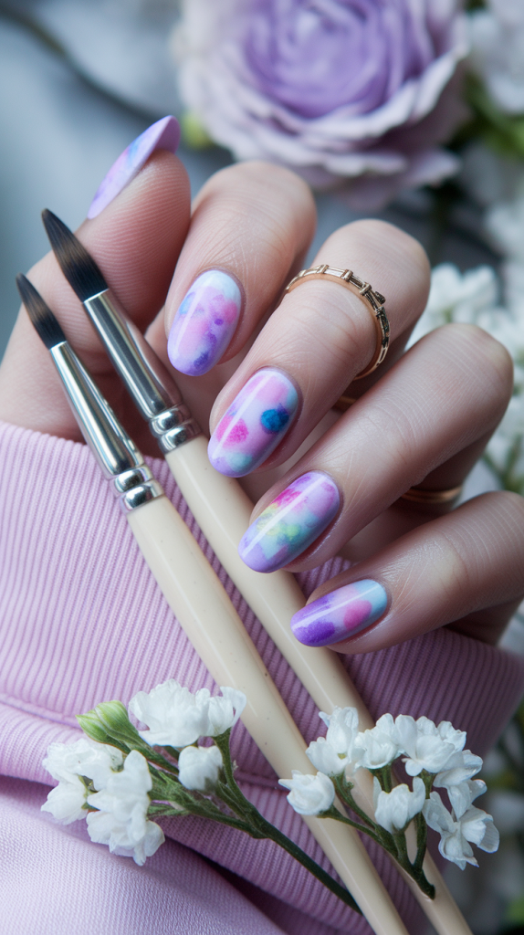 Watercolor Flower Nails