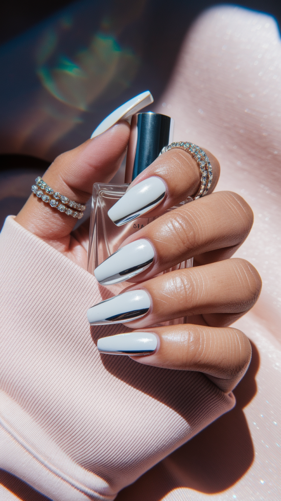 White Chrome Nails