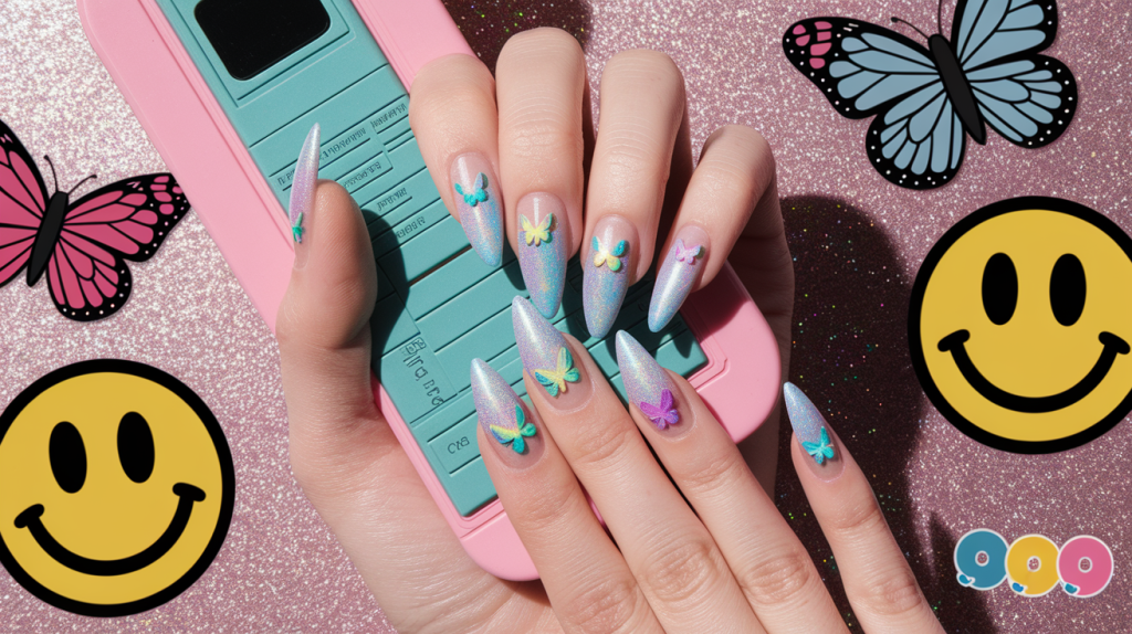 Y2K Nails Hello, Glittery Nostalgia!