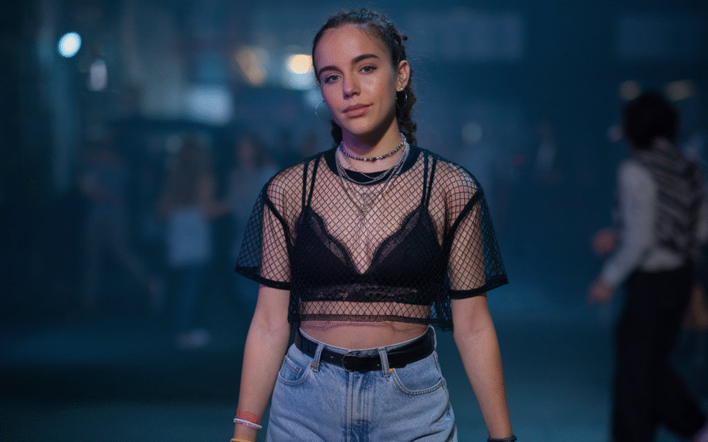 Sheer Top + Bralette + High-Waist Jeans – Bold Without Trying Too Hard