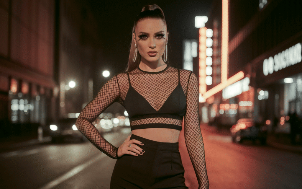 Sheer Top + Bold Bra