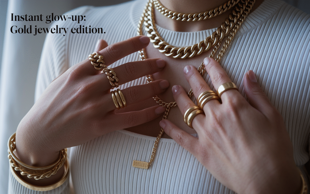 Chunky Gold Jewelry That Says “Main Character”