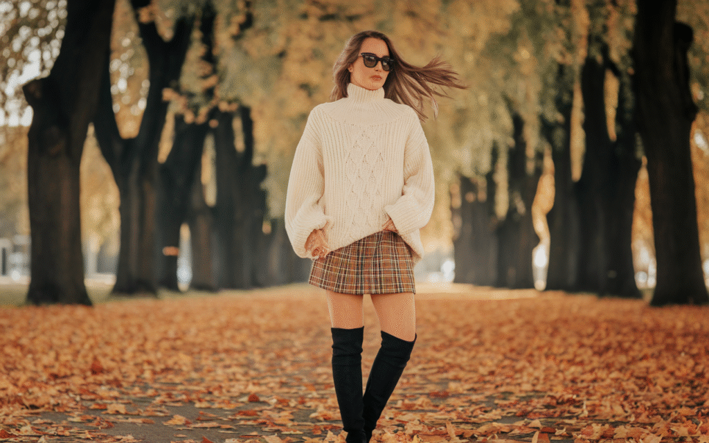 Mini Skirt + Oversized Sweater