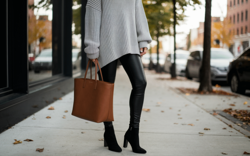Chunky Sweater + Leather Pants