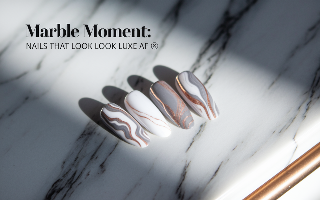 Marble Almond Nails