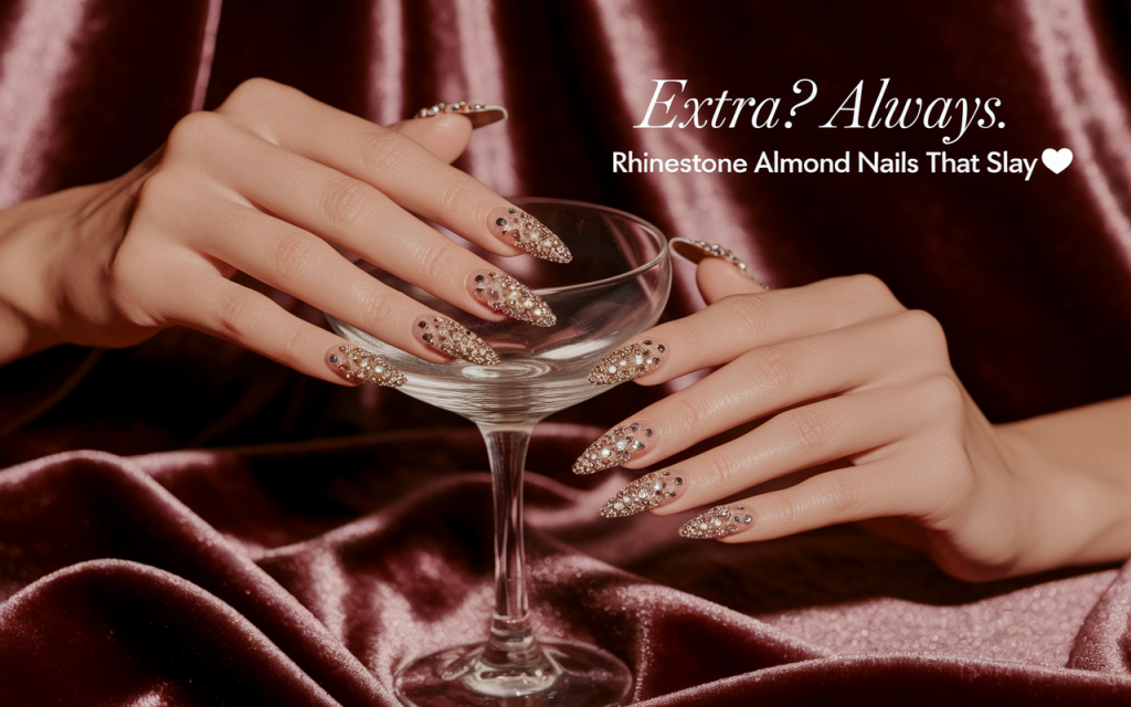Almond Nails with Rhinestones