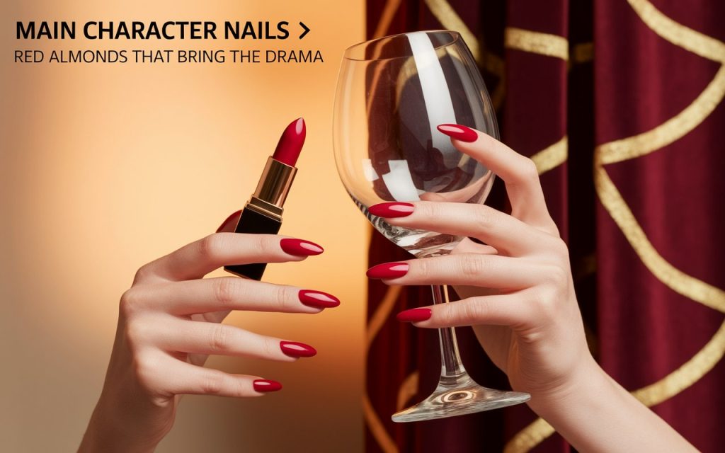 Bold Red Almond Nails