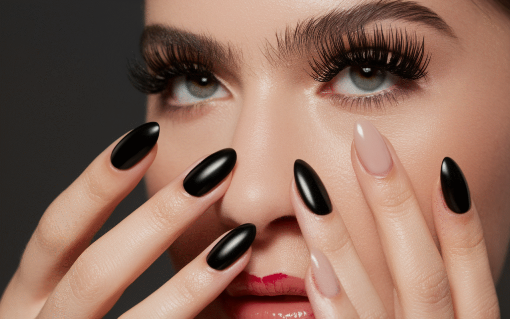 Matte Black with Glossy French Tips