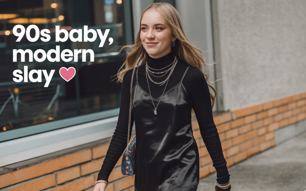 Layered Turtleneck Under a Slip Dress