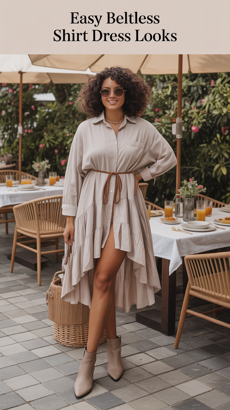 Beltless Shirt Dress