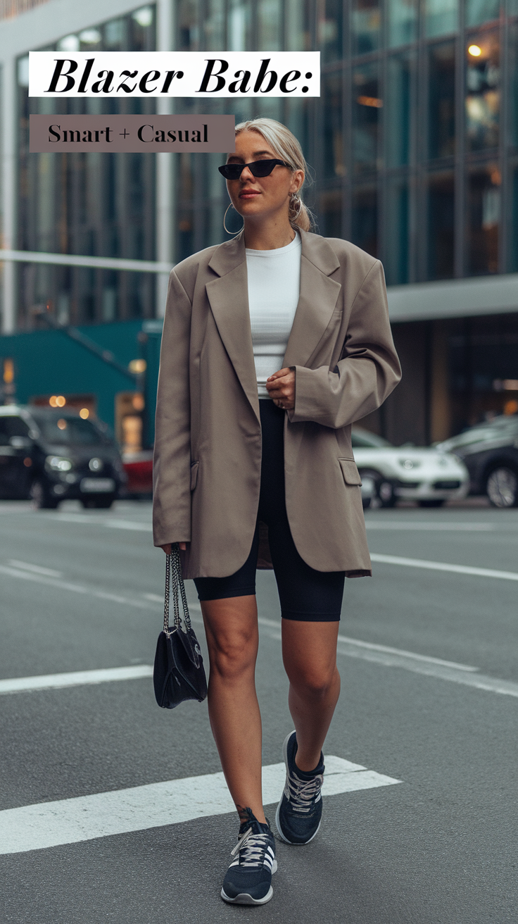 Blazer + Tee + Biker Shorts