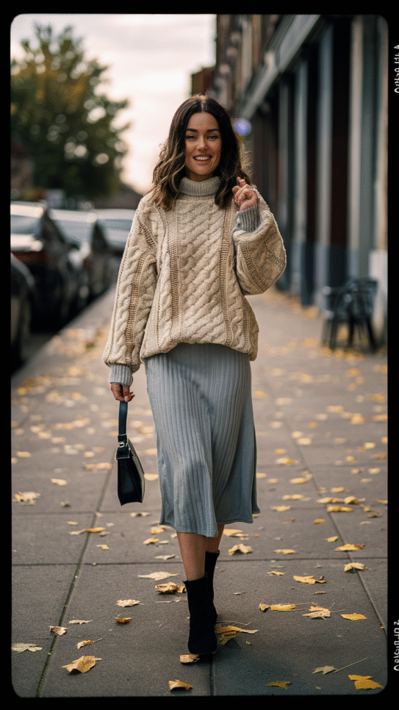 Cable Knit Sweater + Midi Skirt