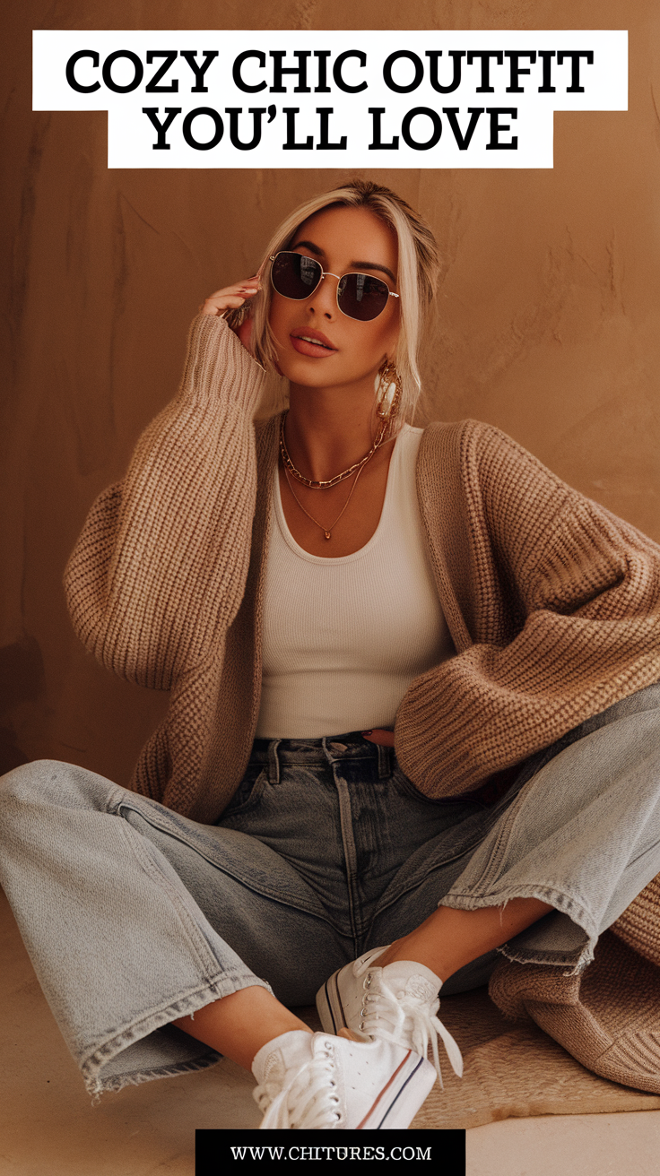 Cardigan + Straight-Leg Jeans