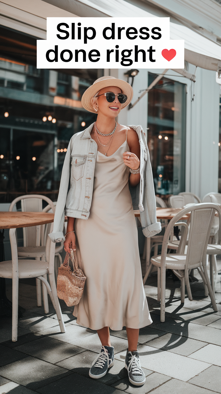 Denim Jacket + Slip Dress