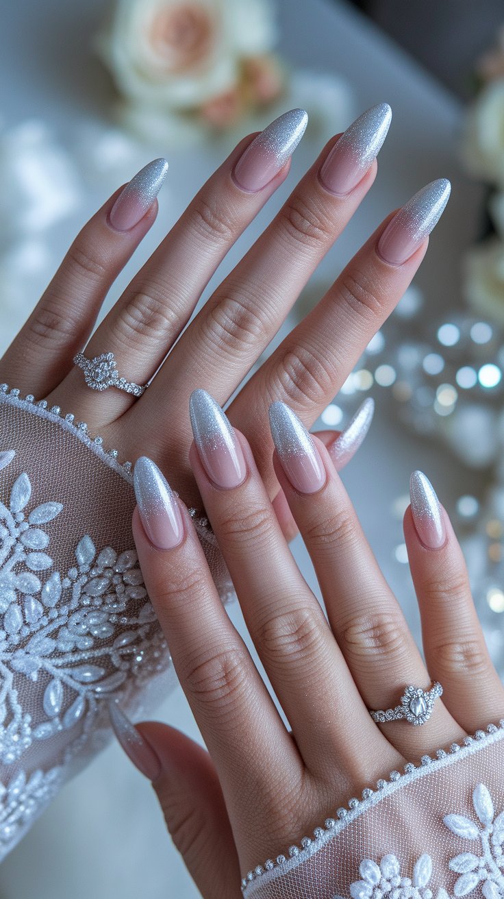Glittery Ombre Coffin Nails