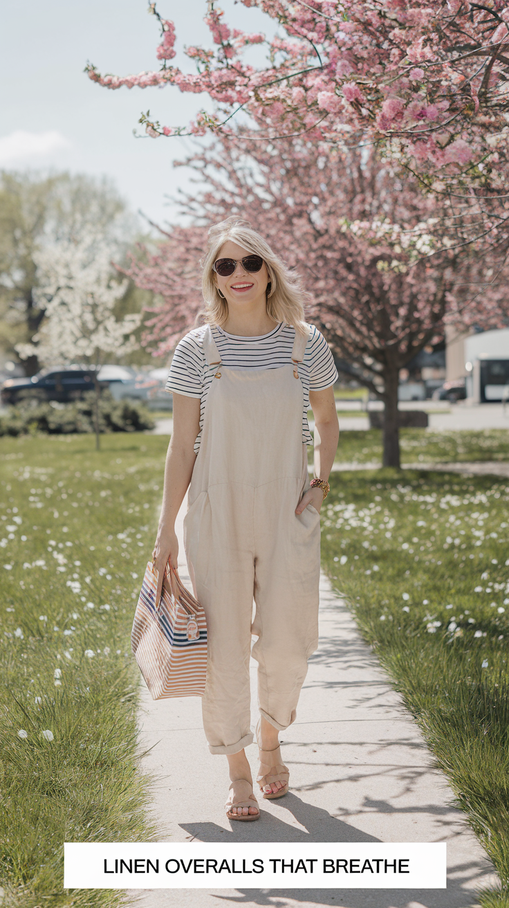 Linen Overalls + Striped Tee