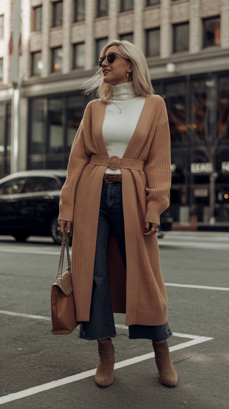 Longline Cardigan + Belted Waist