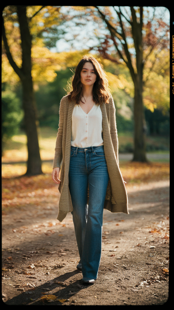 Longline Cardigan + Bootcut Jeans